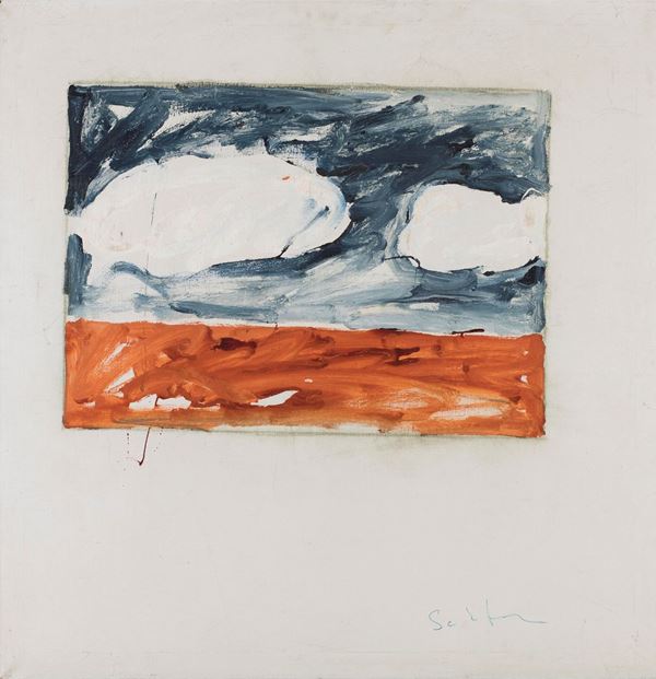 ACRILICO PAESAGGIO DI MARIO SCHIFANO ANNI '70