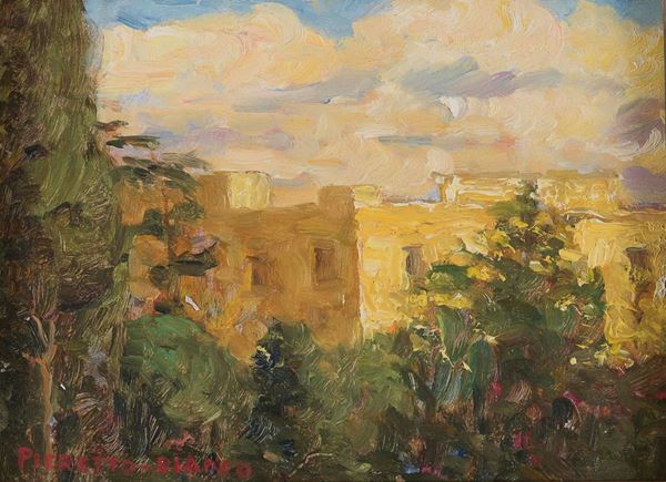 DIPINTO PAESAGGIO DI PIERETTO BIANCO