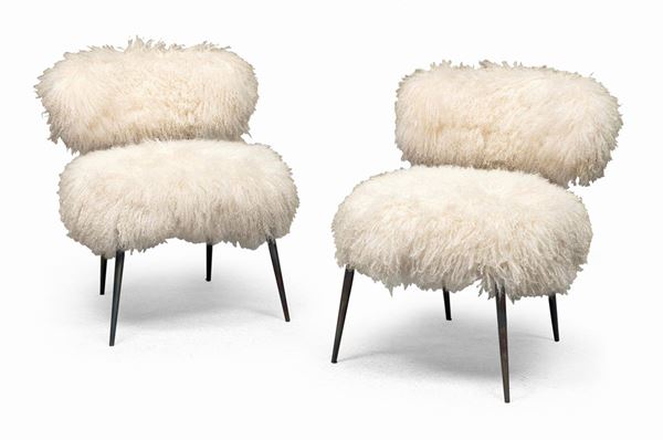 COPPIA DI POLTRONCINE IN LANA DI CAPRA
