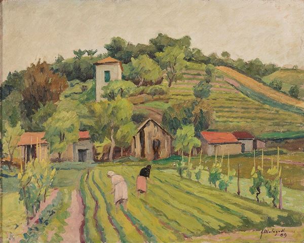 DIPINTO CONTADINE DI GIUSEPPE MALAGODI