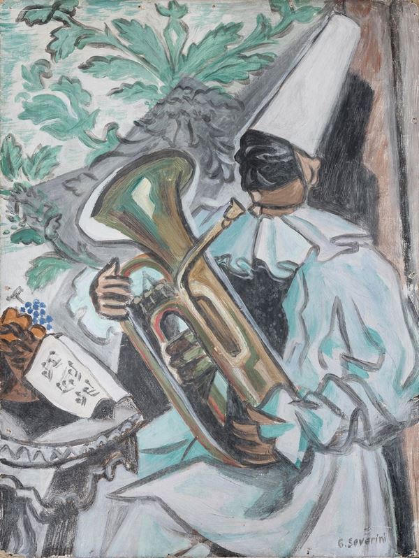 TEMPERA PULCINELLA DI GINO SEVERINI
