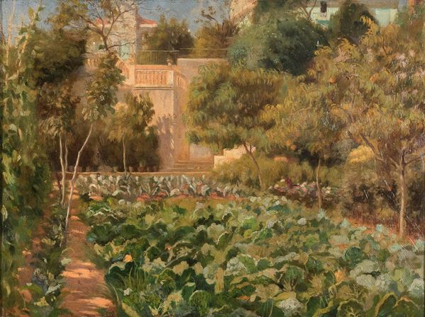 DIPINTO VILLA CON ORTO