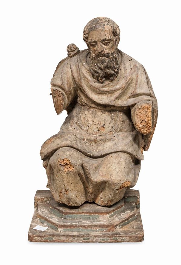 SCULTURA DI SANTO IN LEGNO, VENETO