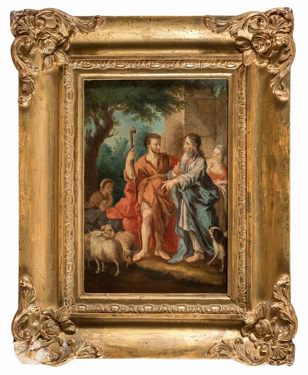 GIACOBBE E LABANO DI PITTORE OLANDESE DEL SEICENTO