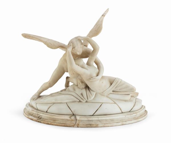 AMORE E PSYCHE IN MARMO BIANCO