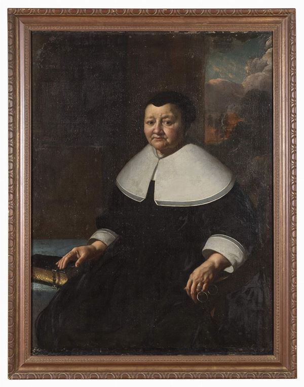 RITRATTO DI BADESSA DI PITTORE FIAMMINGO DEL SEICENTO