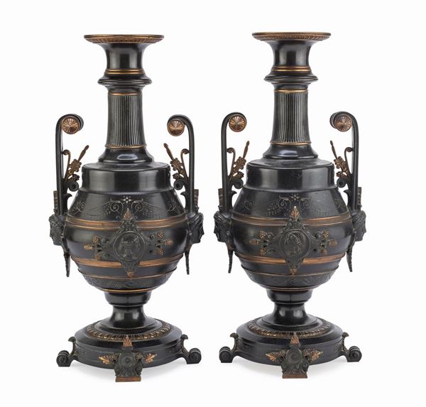 COPPIA DI VASI IN BRONZO, FRANCIA BARBEDIENNE