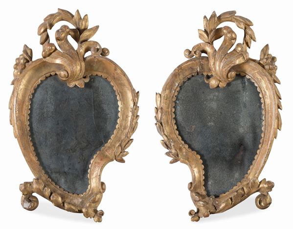 COPPIA DI SPECCHIERINE IN LEGNO DORATO