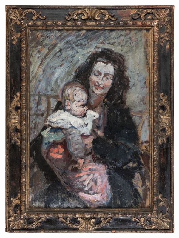 DIPINTO MAMMA COL BAMBINO DI PAULO GHIGLIA