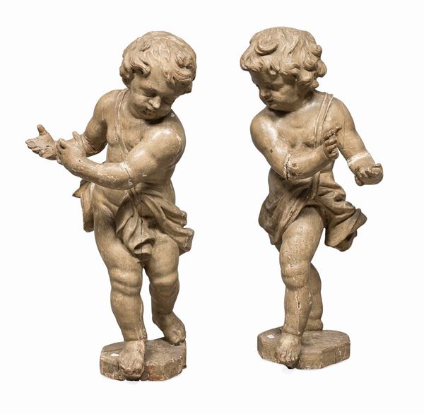 COPPIA DI SCULTURE DI AMORINI, ROMA PERIODO BAROCCO