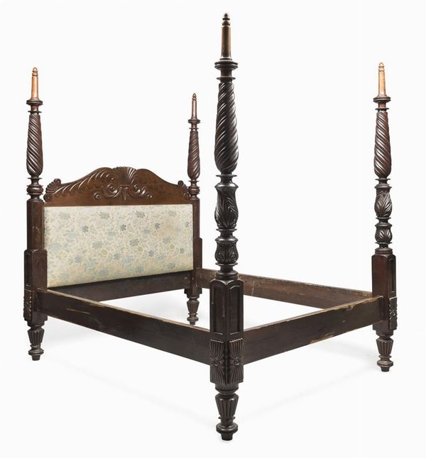 LETTO MATRIMONIALE IN MOGANO MASSELLO