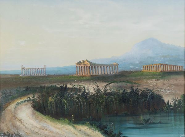 GOUACHE TEMPLI DI PAESTUM F.TA CORELLI