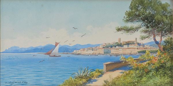 ACQUERELLO PAESAGGIO COSTIERO