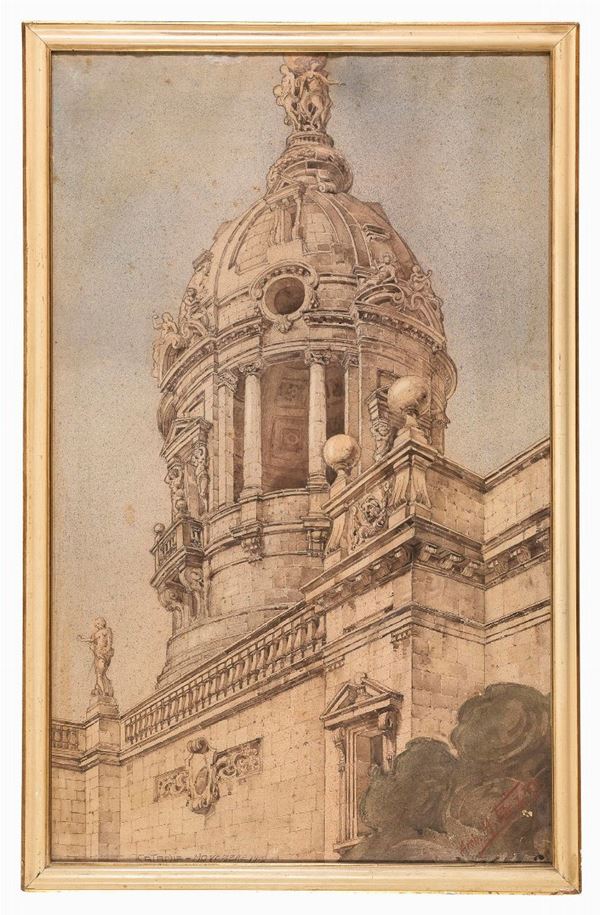 ACQUARELLO DUOMO DI CATANIA F.TO M. FELICI
