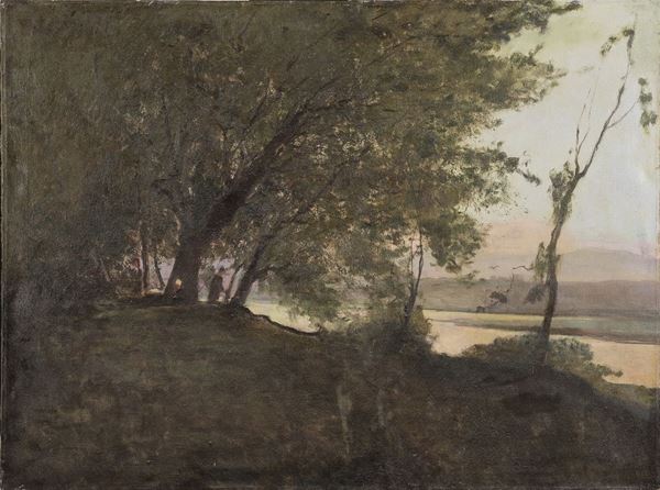 BOSCO SUL LAGO DI PITTORE FRANCESE