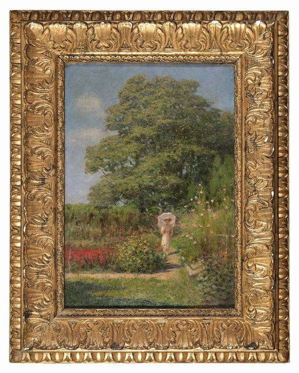DIPINTO CAMPAGNA CON FANCIULLA DI G. VIGANON