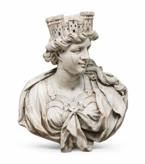BUSTO L&#39;ITALIA IN MARMO BIANCO