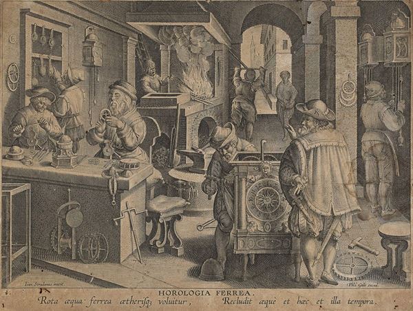 INCISIONE LABORATORIO DI OROLOGI DI PHILIPS GALLE