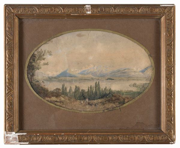 ACQUERELLO PAESAGGIO DI CHARLES LOUIS GUIGON