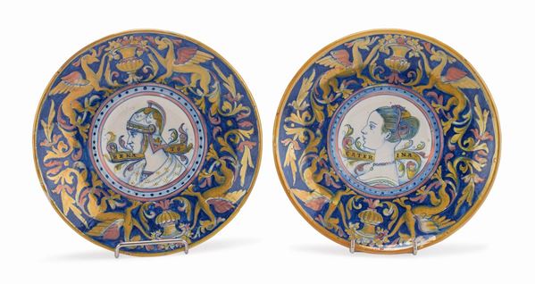 COPPIA DI PIATTI IN CERAMICA, GUALDO TADINO