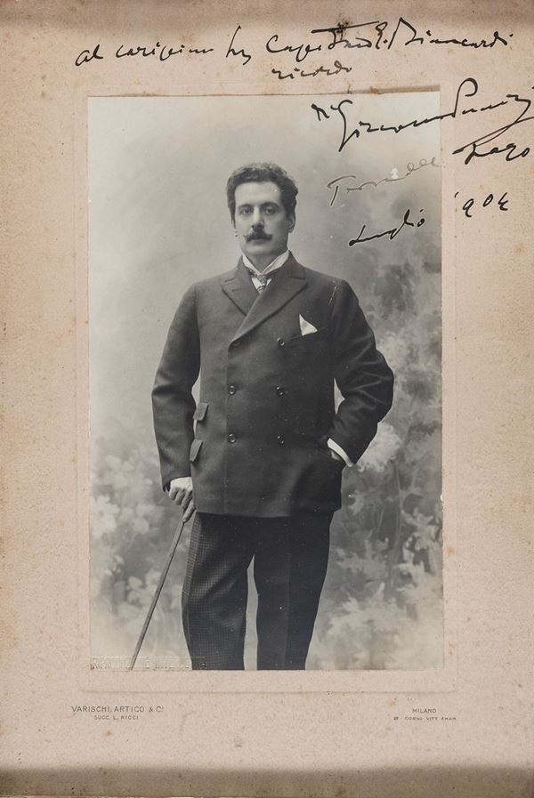 FOTOGRAFIA E AUTOGRAFO DI GIACOMO PUCCINI