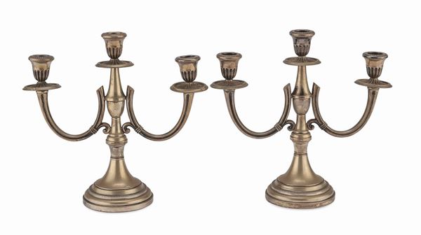 COPPIA DI CANDELABRI IN ARGENTO, FIRENZE