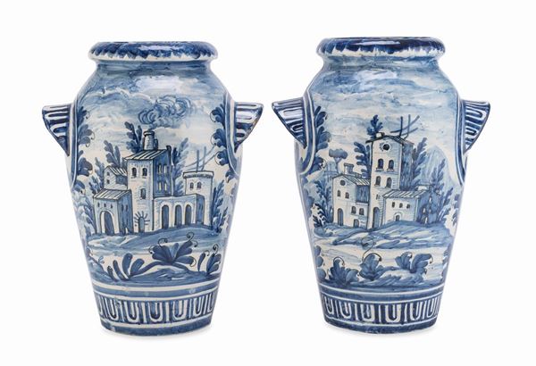 COPPIA DI VASI IN MAIOLICA, SAVONA