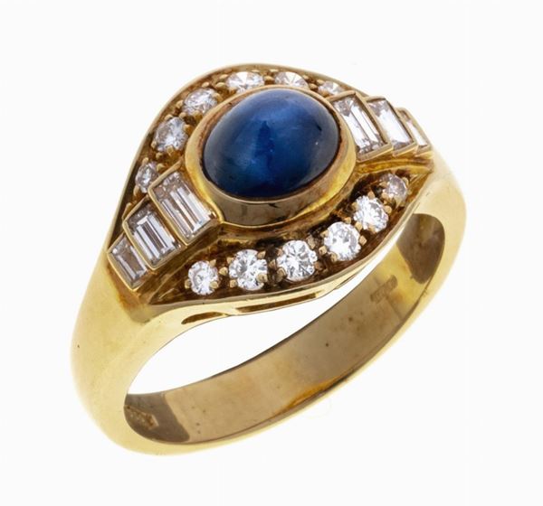 ANELLO CON ZAFFIRO E BRILLANTI