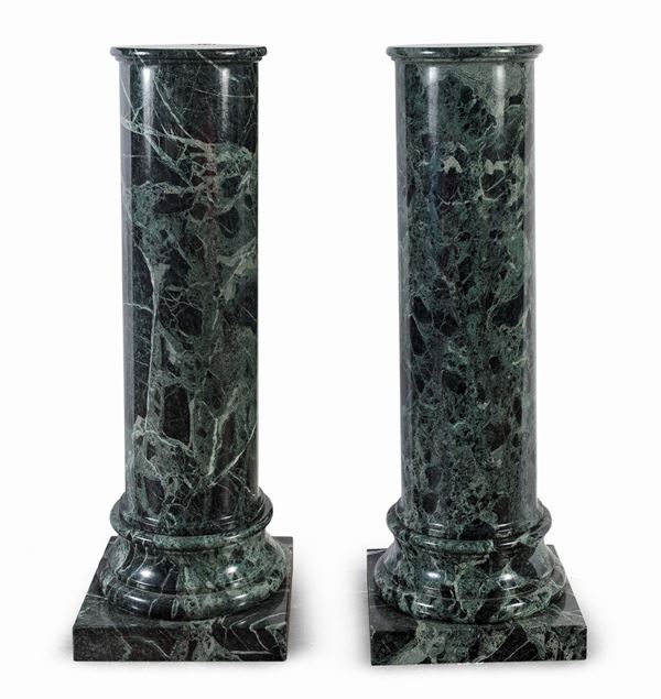 COPPIA DI COLONNE IN MARMO VERDE