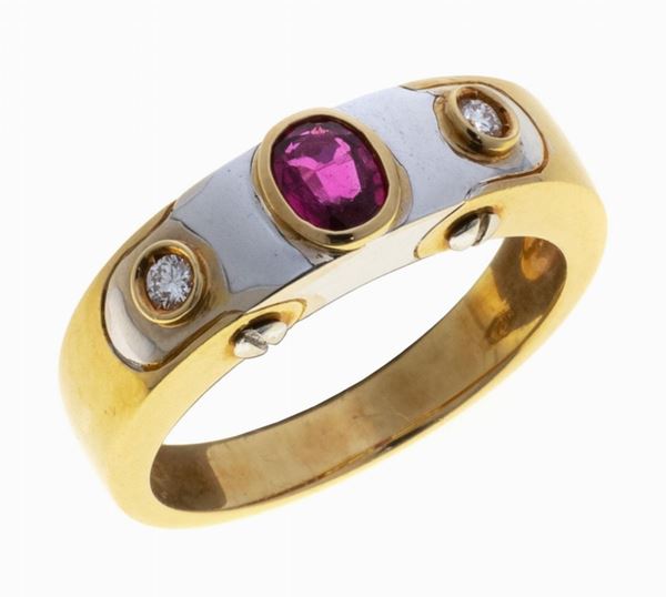 ANELLO IN ORO CON RUBINO E BRILLANTI