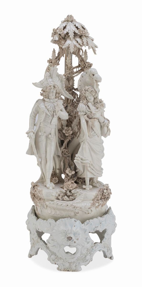 GRUPPO IN CERAMICA BIANCA, PROBABILMENTE NAPOLI