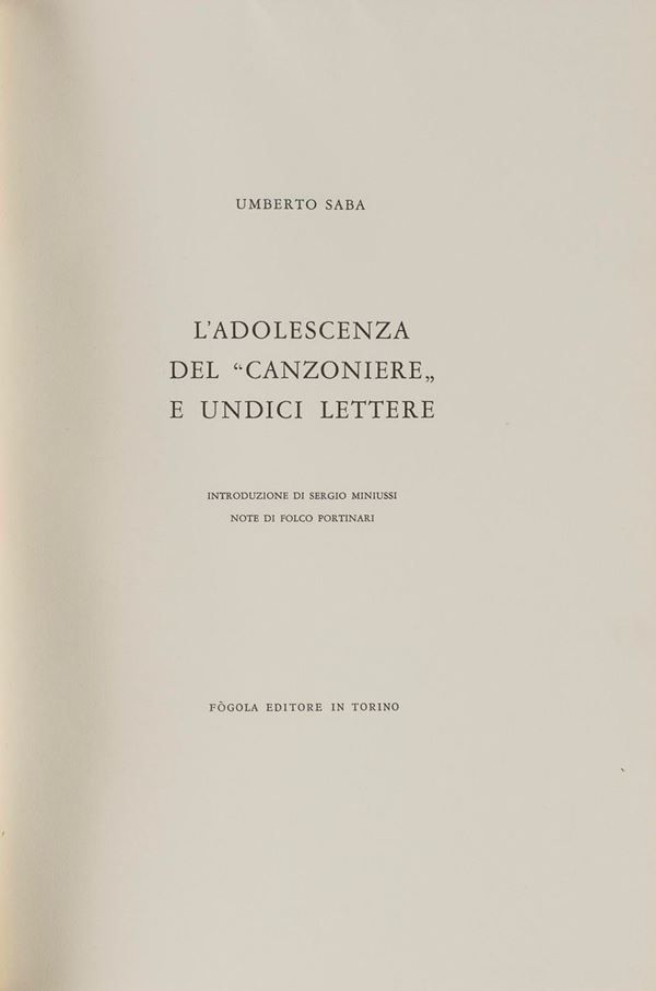 UN VOLUME UMBERTO SABA
