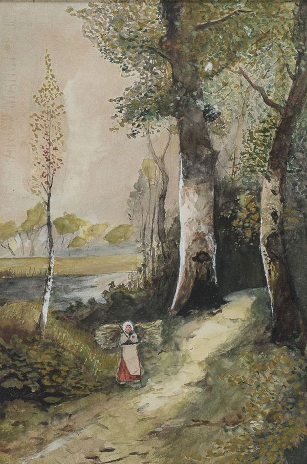 ACQUERELLO SENTIERO NEL BOSCO