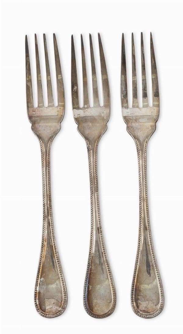 UNDICI FORCHETTE IN SILVERPLATED, CHRISTOFLE FRANCIA
