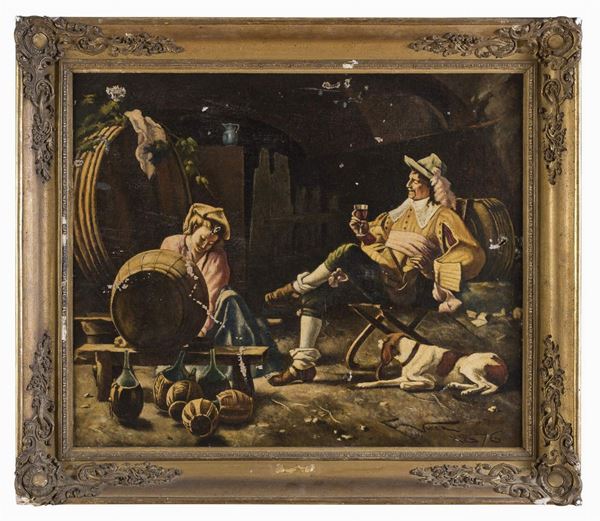 DIPINTO SCENA DI OSTERIA F.TO FRANCESCO VINEA