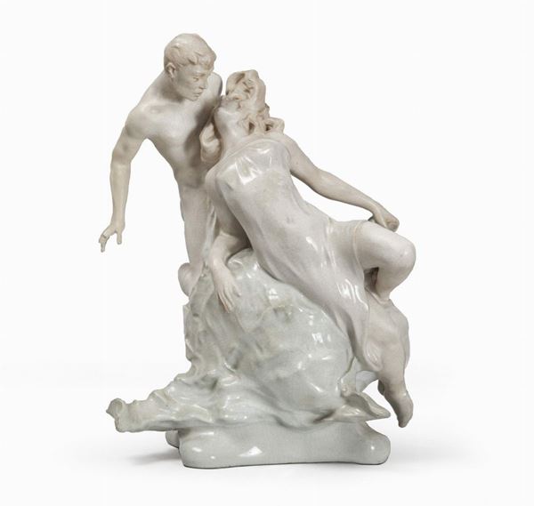 GRUPPO TRITONE E NINFA BOEMIA ART NOVEAU