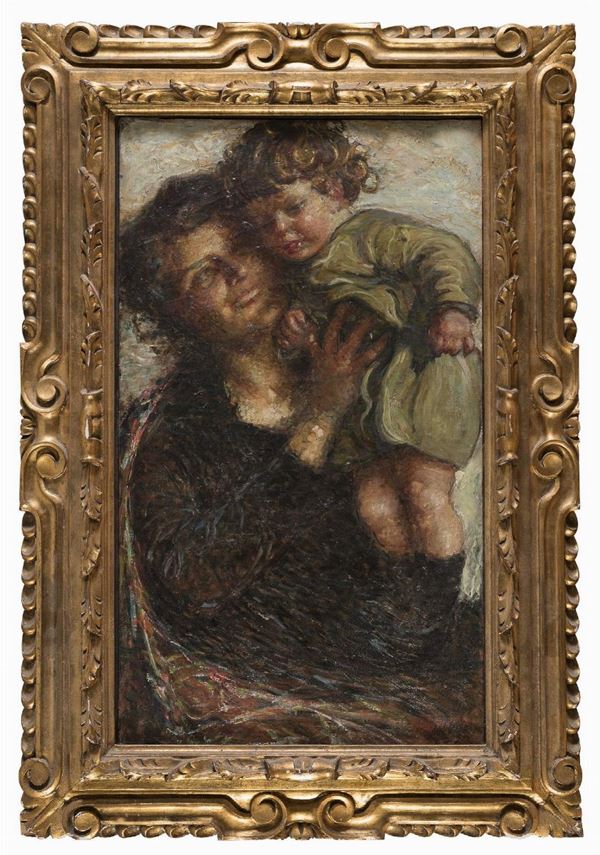 DIPINTO MAMMA E BIMBO DI NELLO ALESSANDRINI
