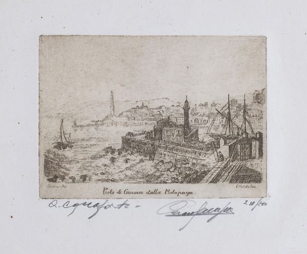 ACQUAFORTE PORTO DI GENOVA DALLA MALAPAGA