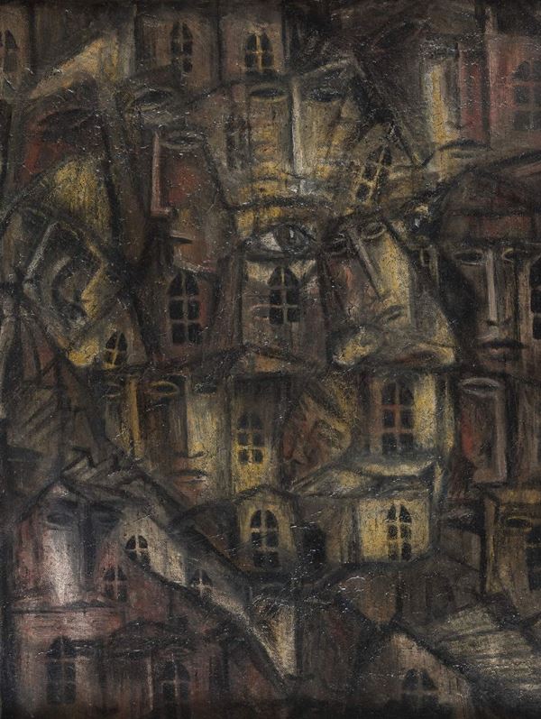 DIPINTO VOLTI E CASE DEL NOVECENTO