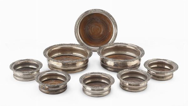 OTTO SOTTOBOTTIGLIE IN SILVERPLATED E LEGNO