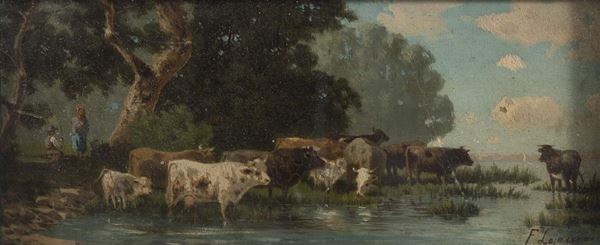PAESAGGIO CON ARMENTI F.TO F. LOJACONO