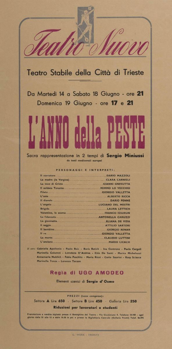 LOCANDINA E ARTICOLO TEATRALE DI SERGIO MINIUSSI