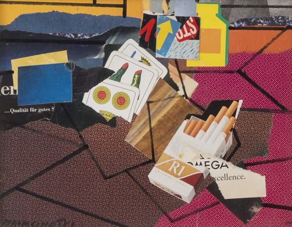 COLLAGE CON CARTE DA GIOCO DI BRUNO MANCINOTTI