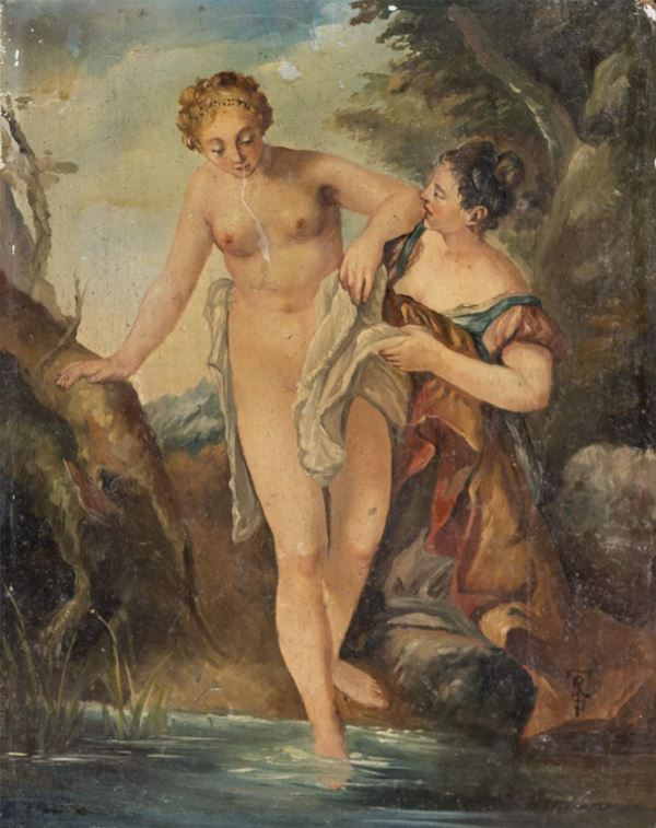 DIPINTO BAGNO DI VENERE DI SCUOLA FRANCESE