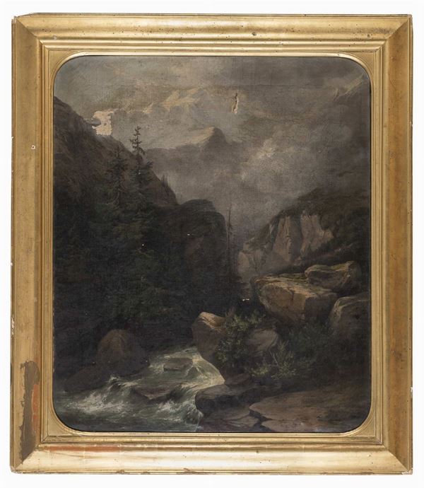DIPINTO PAESAGGIO ALPINO
