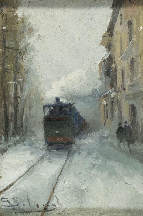 DIPINTO TRAM DI GIUSEPPE SOLENGHI