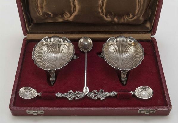 COPPIA DI SALIERE IN ARGENTO, MESSULAM MILANO