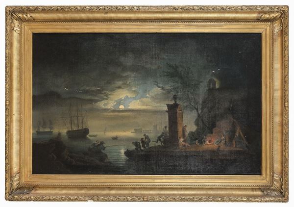 NOTTURNO CON PORTO DI PITTORE NAPOLETANO