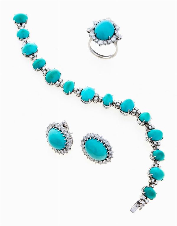 PARURE CON TURCHESI E BRILLANTI