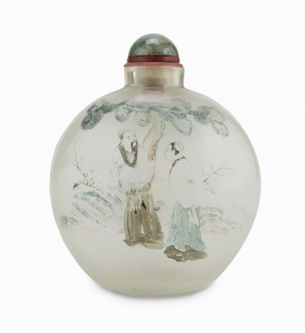 SNUFF BOTTLE IN VETRO DIPINTO, CINA